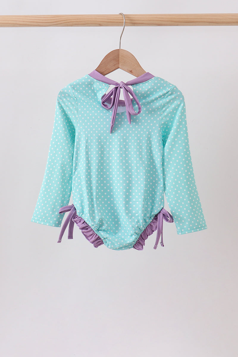🌊🐚 Blue Under the Sea Embroidered UPF Rashguard | Ocean-Inspired Swimwear ✨