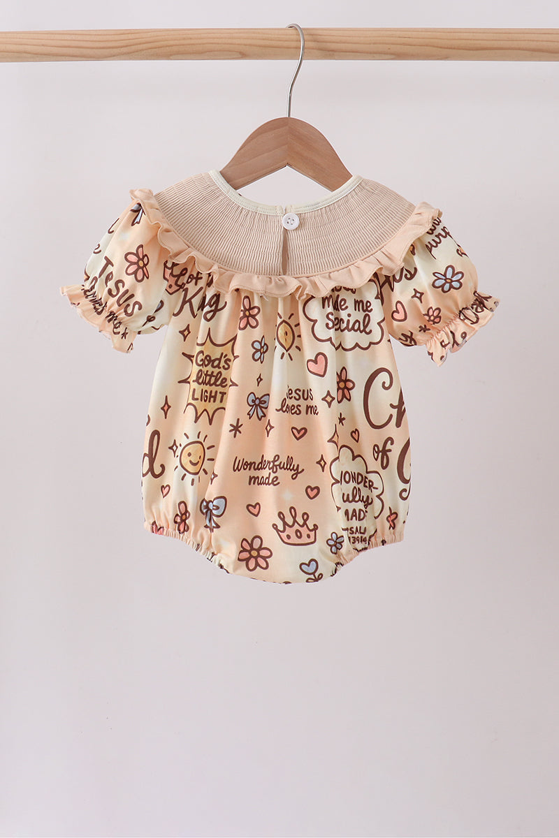✨ Child of God Smocked Ruffle Bubble | Faith-Filled Baby Girl Outfit ✨