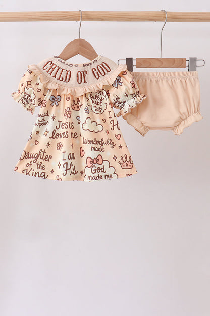 ✨ Child of God Smocked Bloomer Set | Faith-Filled Baby Girl Outfit ✨