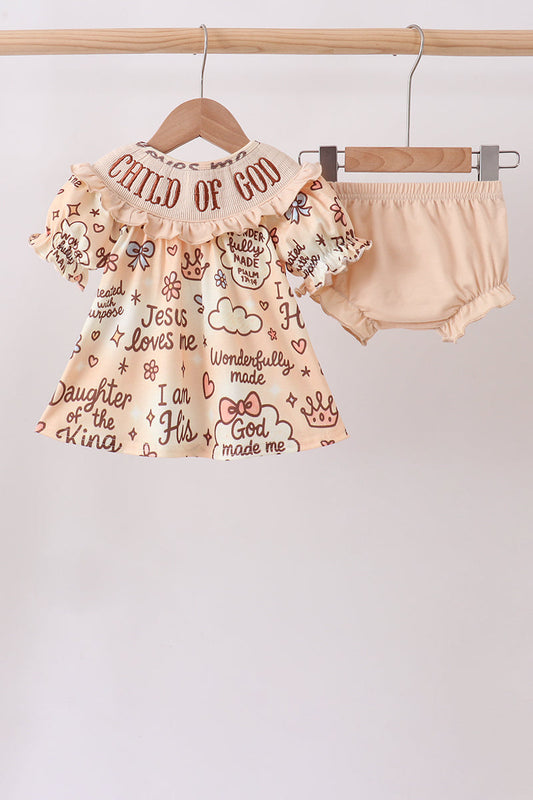 ✨ Child of God Smocked Bloomer Set | Faith-Filled Baby Girl Outfit ✨