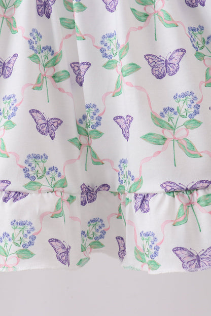 Purple Butterfly Applique Shorts Set | Baby Girl Boutique Outfit | Embroidered Butterfly Top & Shorts Set