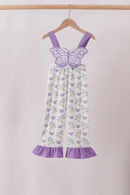 Purple Butterfly Applique Jumpsuit | Baby Girl Boutique Outfit | Embroidered Butterfly Romper for Toddlers