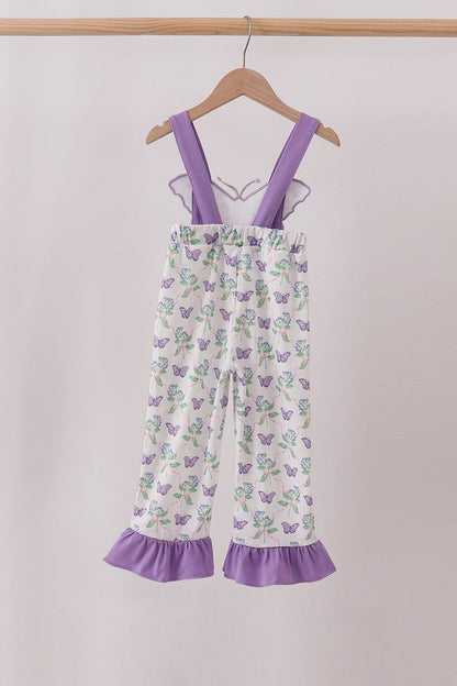 Purple Butterfly Applique Jumpsuit | Baby Girl Boutique Outfit | Embroidered Butterfly Romper for Toddlers