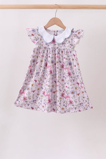 Purple Garden Ruffle Dress | Baby Girl Boutique Floral Dress | Sweet Ruffle Summer Dress for Toddlers & Girls