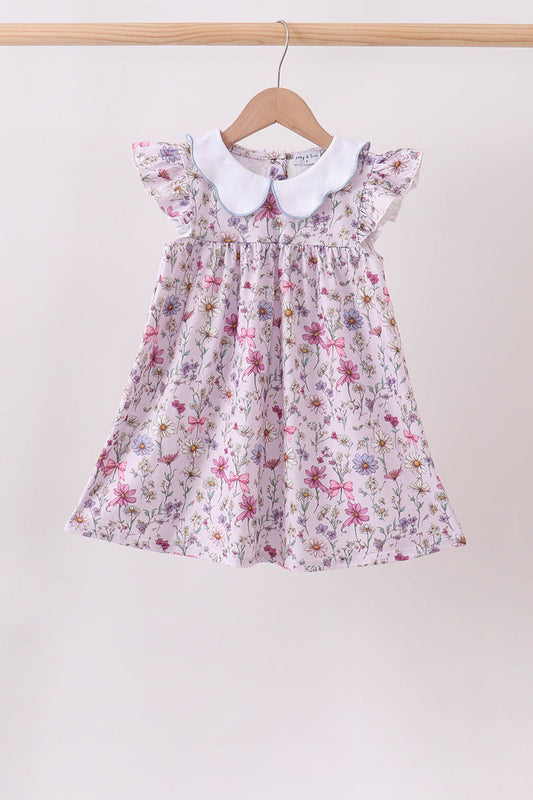 Purple Garden Ruffle Dress | Baby Girl Boutique Floral Dress | Sweet Ruffle Summer Dress for Toddlers & Girls