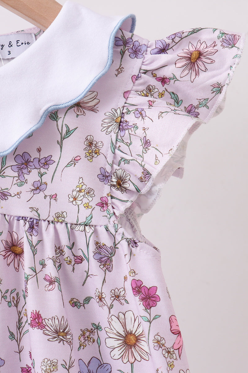Purple Garden Ruffle Dress | Baby Girl Boutique Floral Dress | Sweet Ruffle Summer Dress for Toddlers & Girls
