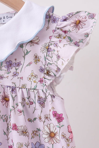 Purple Garden Ruffle Dress | Baby Girl Boutique Floral Dress | Sweet Ruffle Summer Dress for Toddlers & Girls