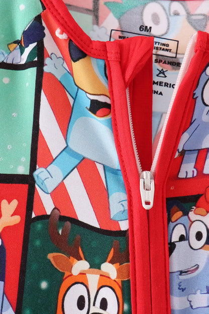 Red christmas bluey bamboo romper