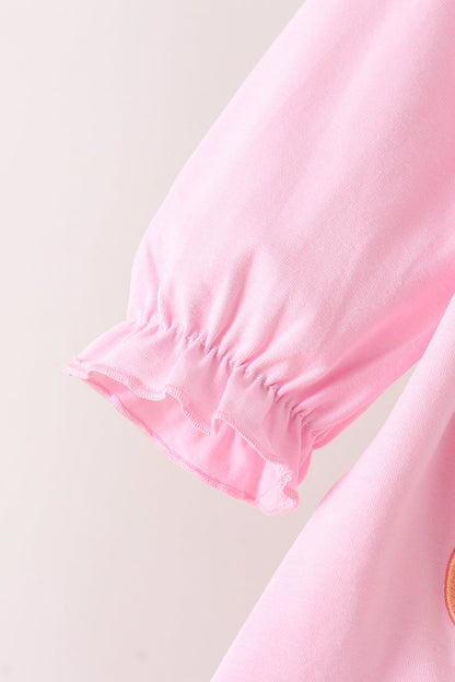 Pink bow pumpkin ruffle pants set