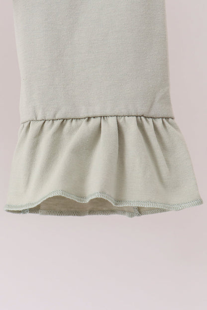 Brown turkey embroidery gingham ruffle pants set