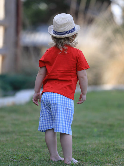 ✏️🍎 Boys’ Back to School Pencil & Apple Appliqué Plaid Shorts Set | School Outfit 🎒