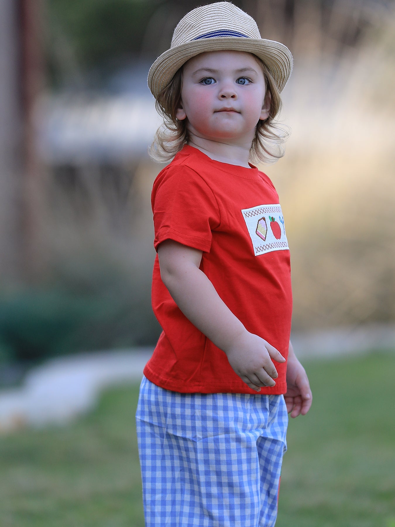✏️🍎 Boys’ Back to School Pencil & Apple Appliqué Plaid Shorts Set | School Outfit 🎒