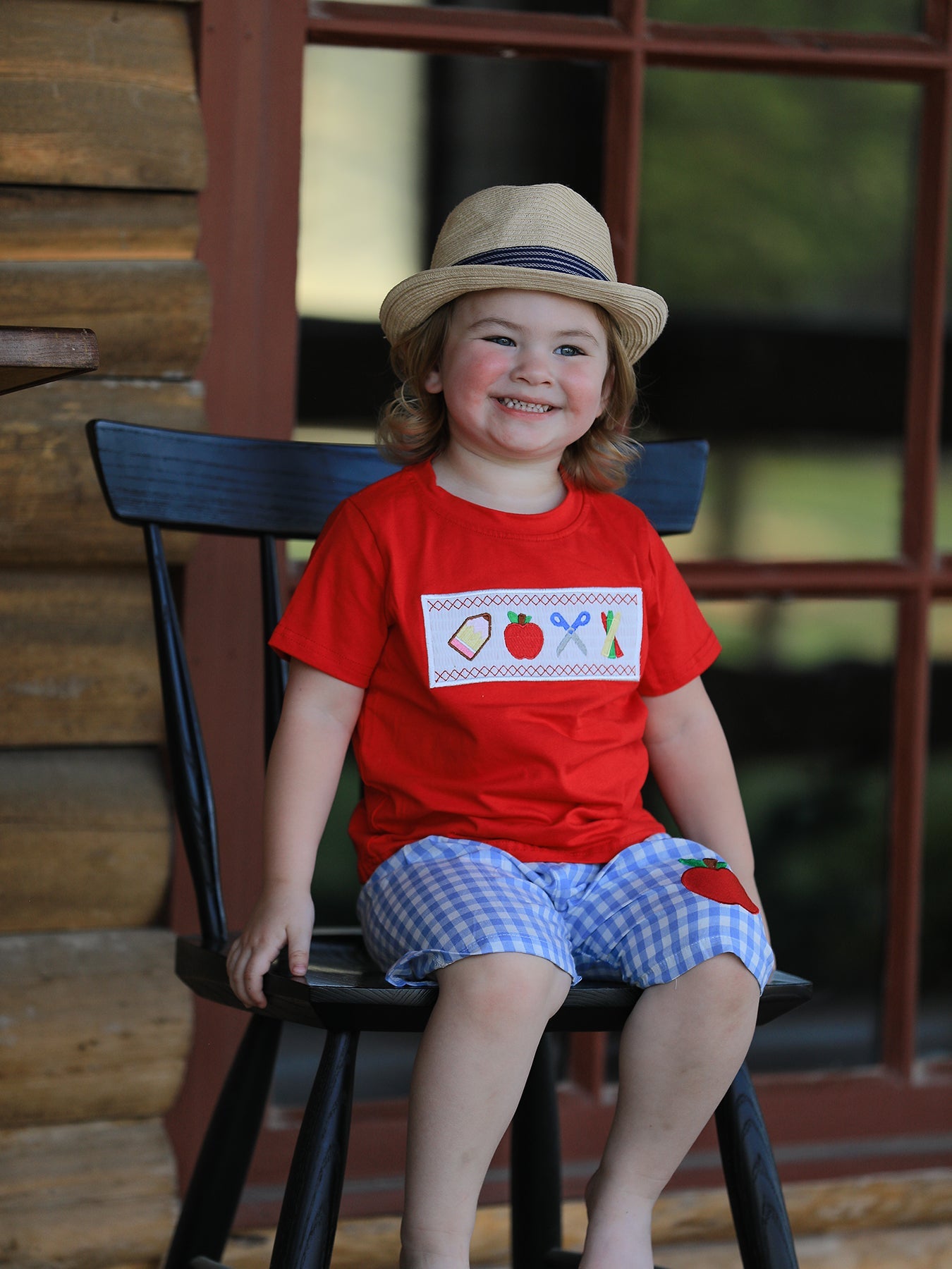 ✏️🍎 Boys’ Back to School Pencil & Apple Appliqué Plaid Shorts Set | School Outfit 🎒