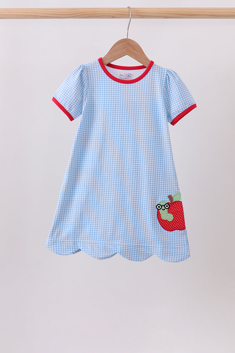 Blue Apple Scalloped Dress | Sweet Baby Girl Boutique Dress