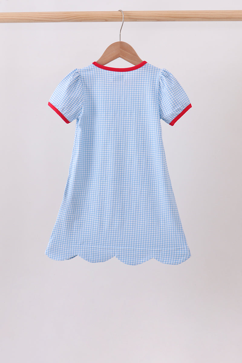 Blue Apple Scalloped Dress | Sweet Baby Girl Boutique Dress