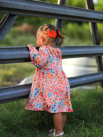 🎃 Fall Halloween & Thanksgiving Pumpkin Bow Smock Embroidered Floral Dress | Boutique Autumn Holiday Dress