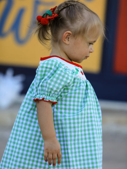 🍎 Back to School Girls’ Green Plaid Smocked Dress | Classic First Day School Outfit 🎒