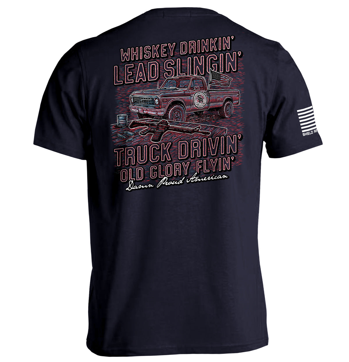Damn Proud American Red White and Blue Graphic Tee