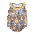 Yellow ruffle sleeveless bow bear baby girls romper