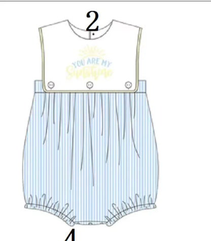 You Are My Little Sunshine Kids Outfit | Letter Print Vertical Stripe Boy Suit & Bow Lace Girl Jumpsuit | Baby Boutique Clothing