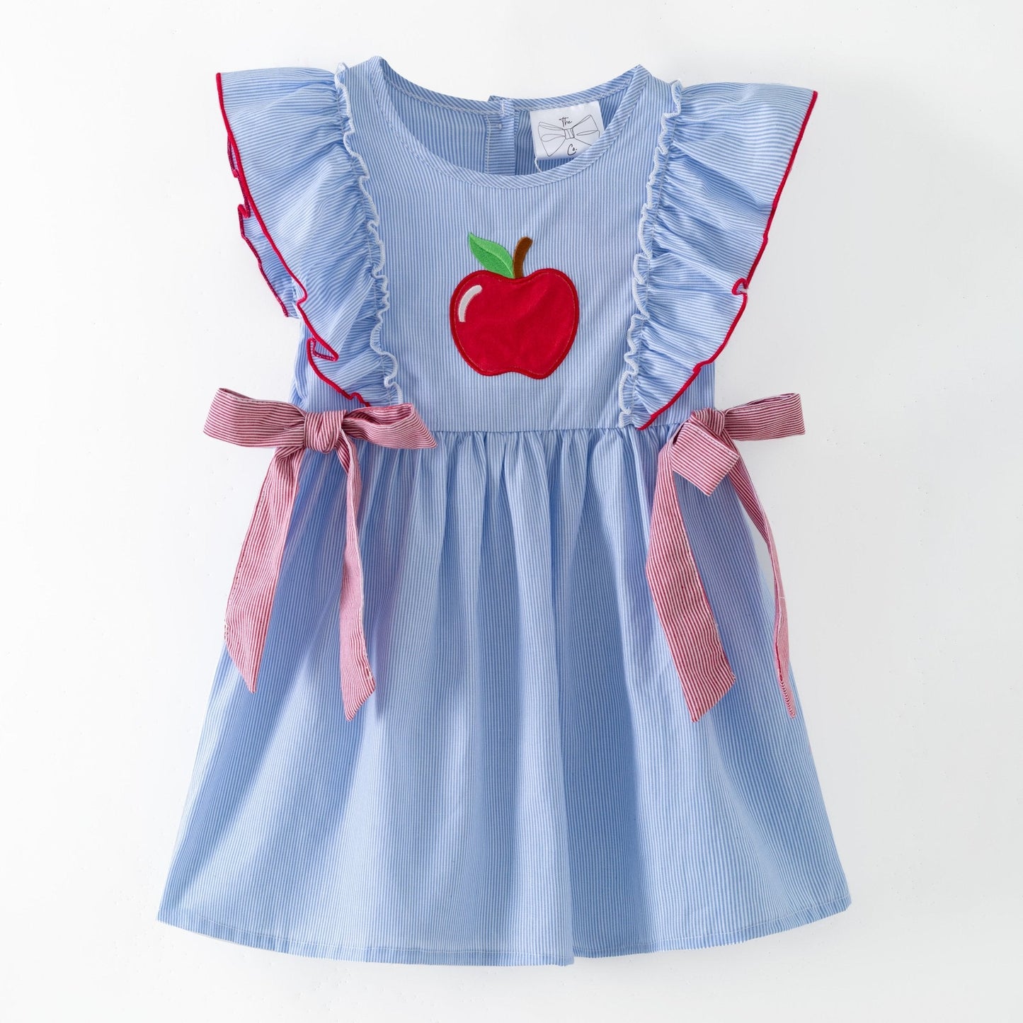 Apple Stripe Tie Applique Dress | Girls Back to School Dress