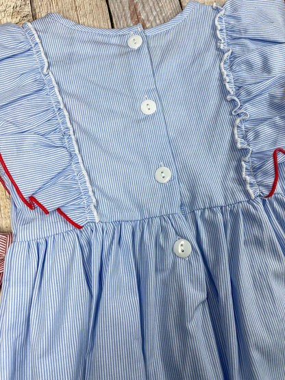 Apple Stripe Tie Applique Dress | Girls Back to School Dress