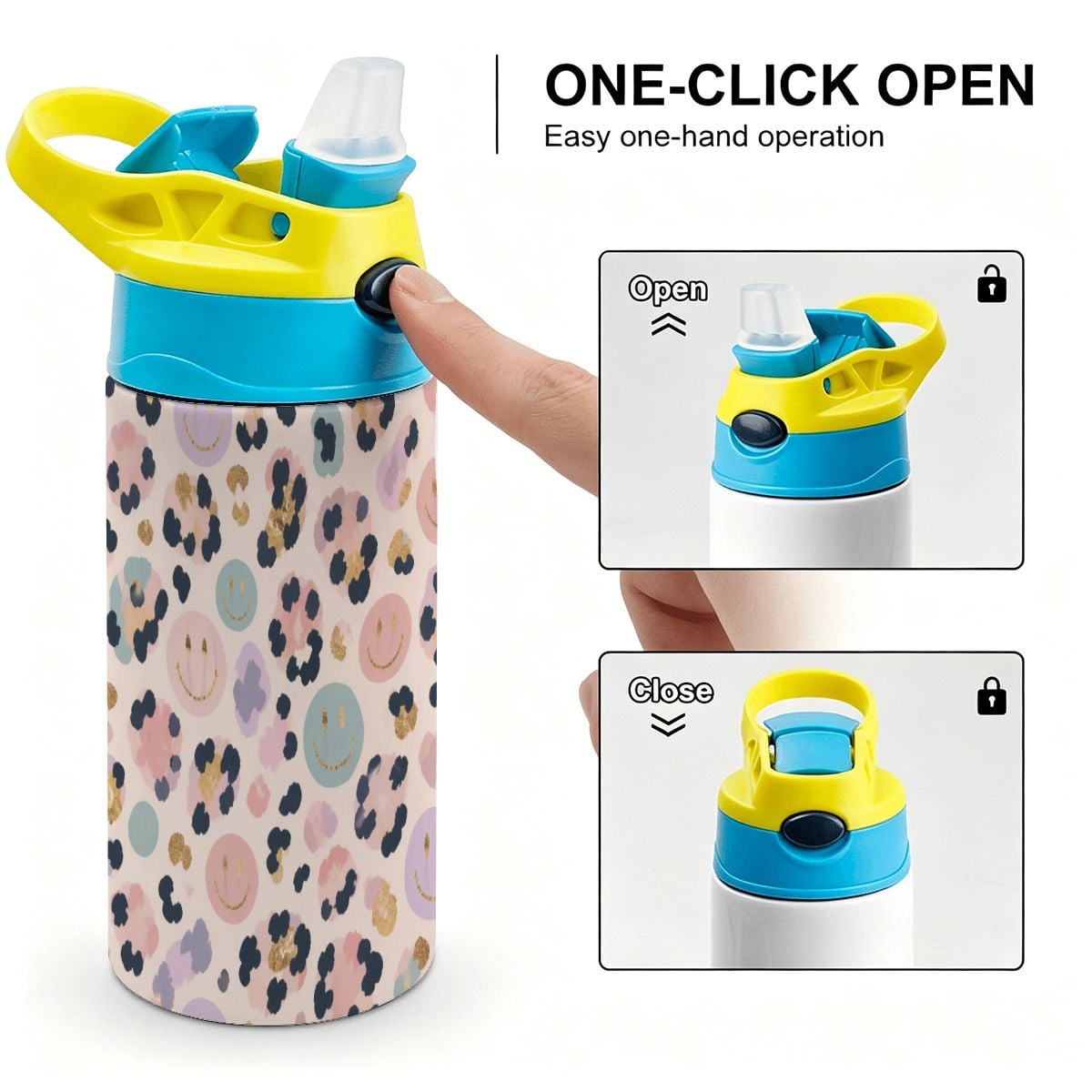 Cheetah Smiley Kids Water Bottle