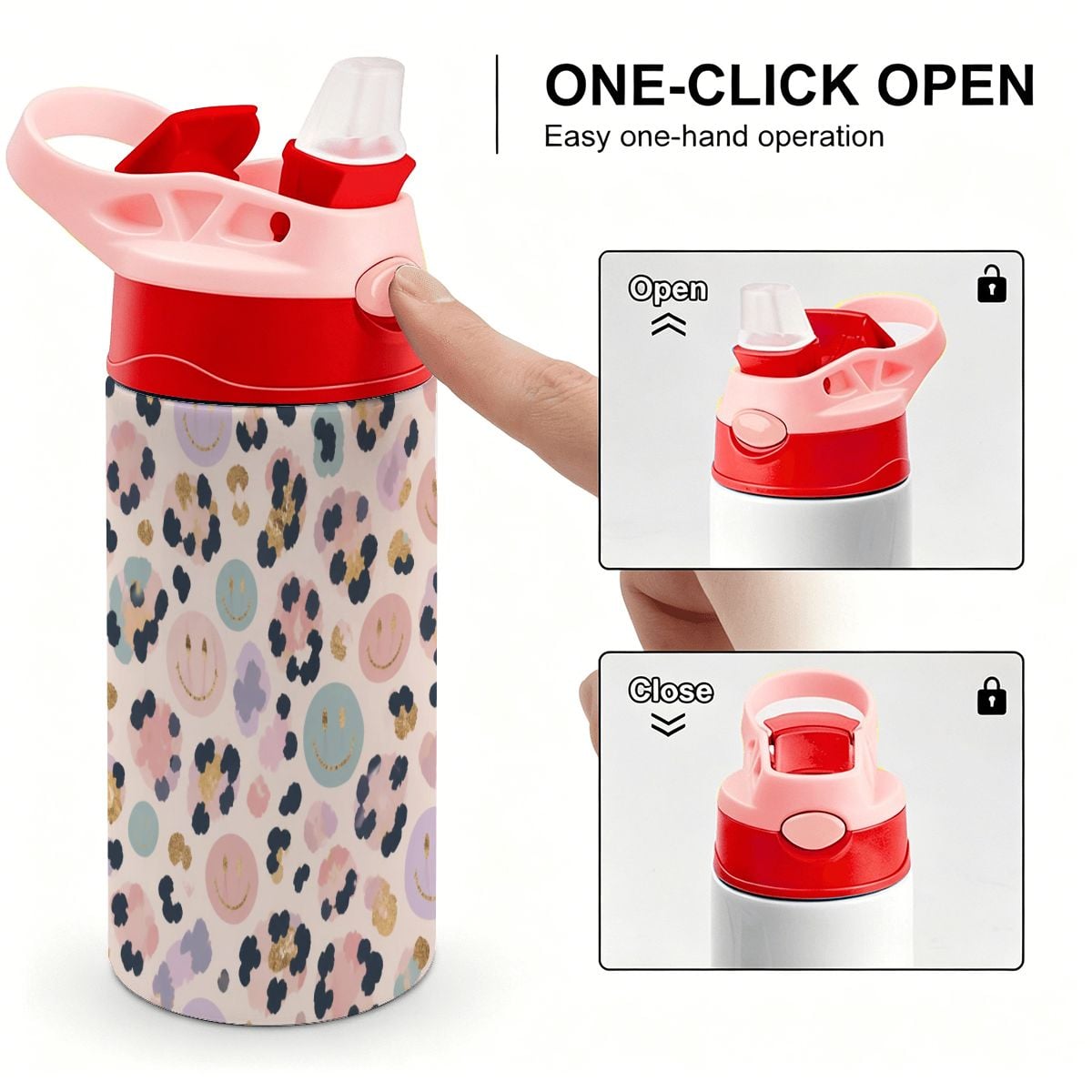 Cheetah Smiley Kids Water Bottle