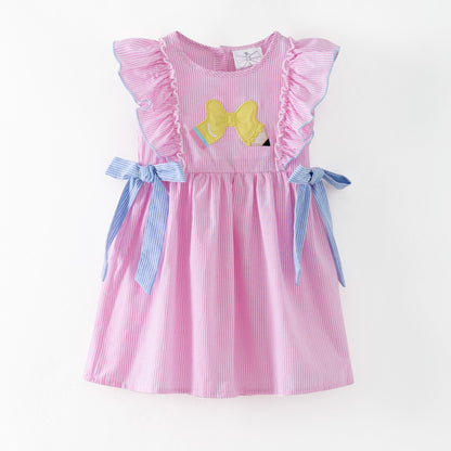 Pencil Bow Stripe Tie Dress | Girls School Outfit