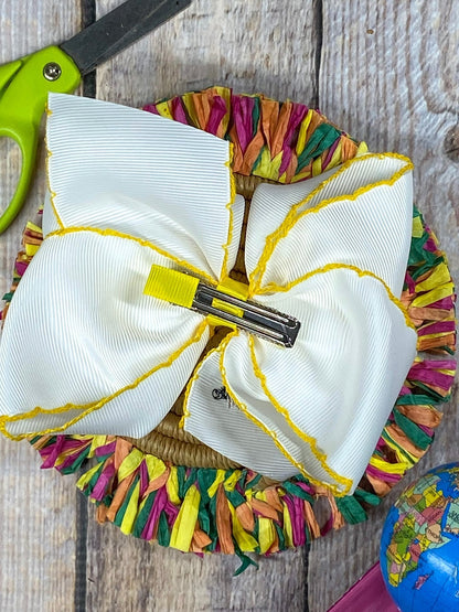 Pencil Embroidered Moonstitch Hair Bow | Clip or Headband