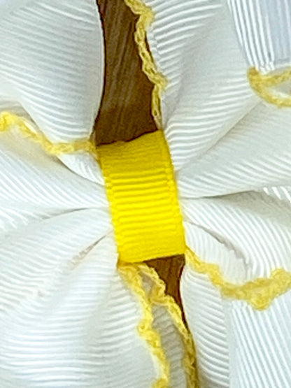Pencil Embroidered Moonstitch Hair Bow | Clip or Headband