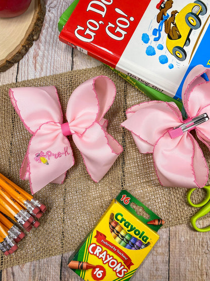 School Grade Embroidered Pencil Moonstitch Bow | Pre-K to 5th Grade